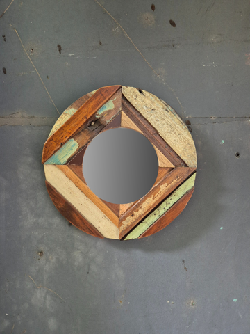 Wood Strips mirror (round)